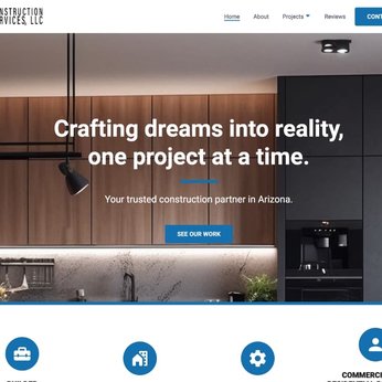 D and J Construction company website featuring residential and commercial building services